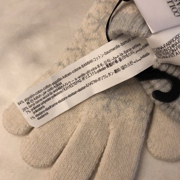 Zara Jacquard Knit White Long Gloves Pale Blue Snowflake Pattern Size S NWT - Picture 14 of 16